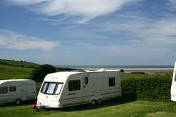 Image: Caravans overlooking the sea at Bagwell Farm, Weymouth, Dorset